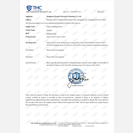 ISMOD II  PLUS  ROHS Report